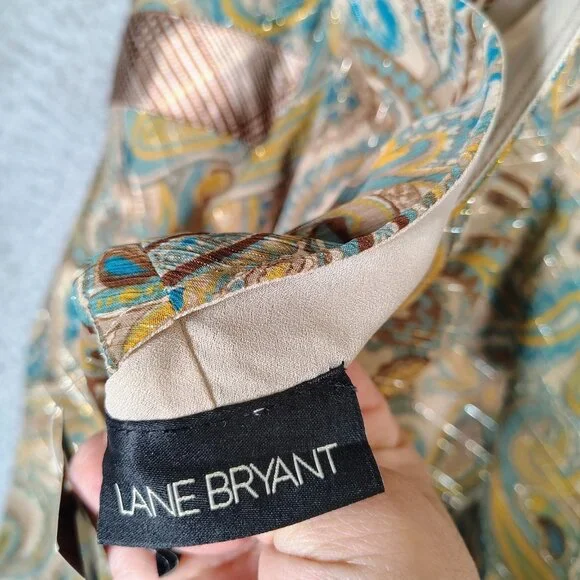 Lane Bryant Top Womens 20 Brown Paisley Halter Neck Blouse Y2K Retro Boho NWT - Picture 12 of 12